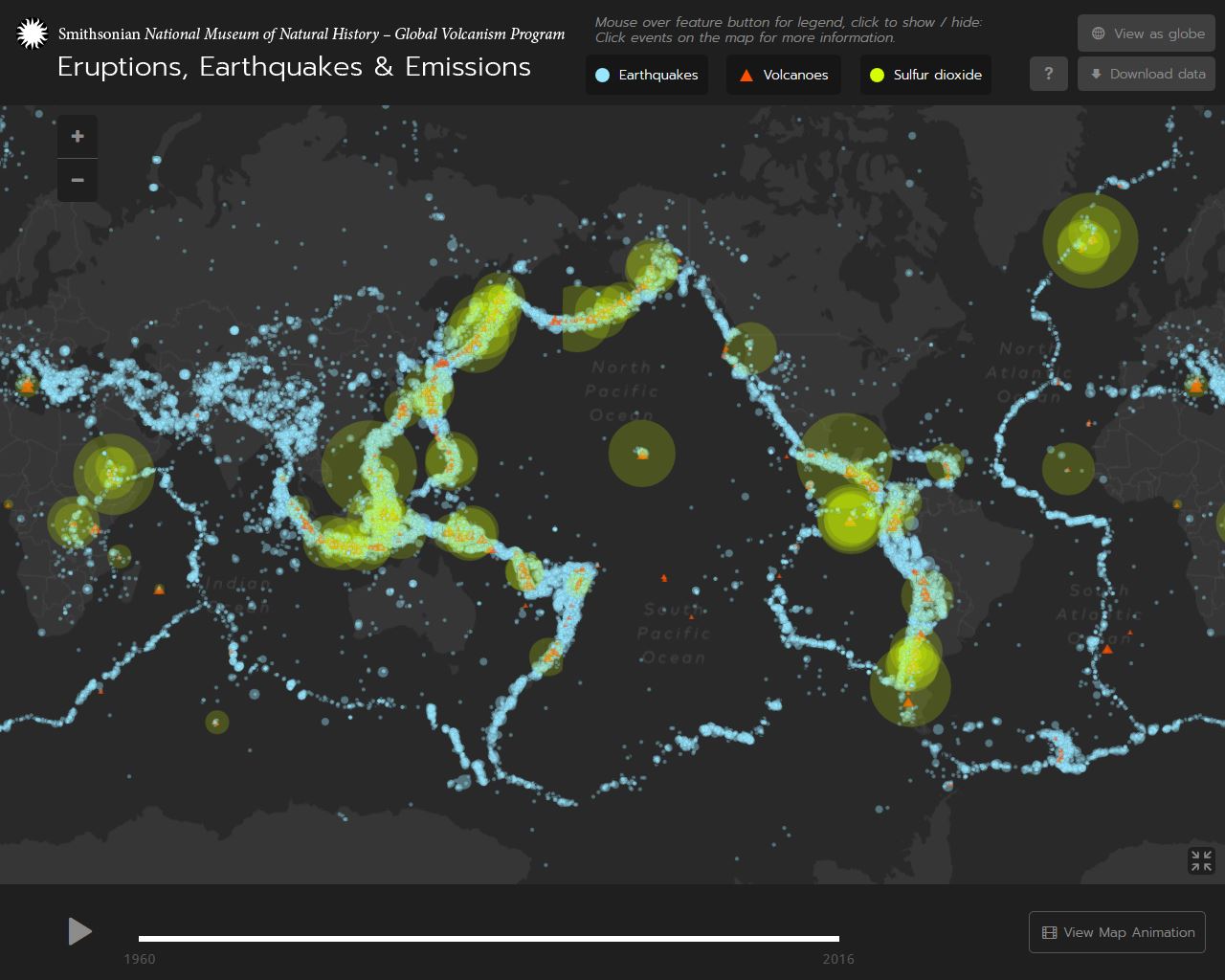 Eruptions, Earthquakes & Emissions Web Application