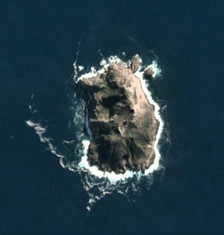 The roughly 1.1 x 0.8 km Hunter Island in the SE New Hebrides arc is shown in this 14 May 2020 PlanetScope satellite image (N is at the top). Several craters have formed across the island and geothermal activity has been noted on the N, NE, and SE coasts. Satellite image courtesy of Planet Labs Inc., 2020 (https://www.planet.com/).