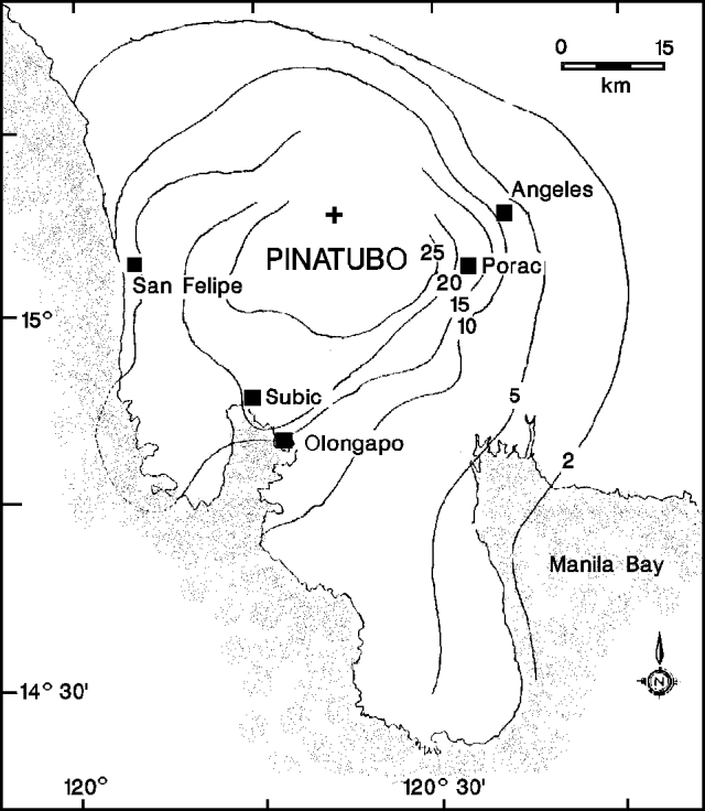 mount pinatubo eruption map