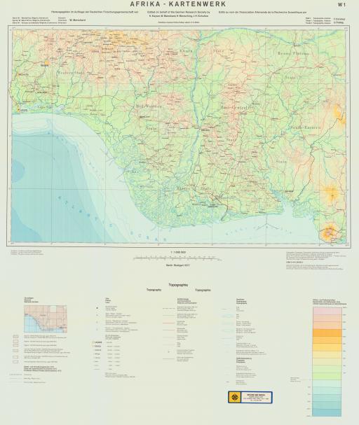 Map of Topo Map W Africa (Nigeria, Cameroon)