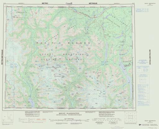 Map of Mount Waddington, British Colummbia