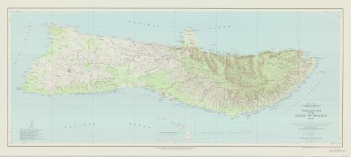 Map of Molokai, Topo Map of
