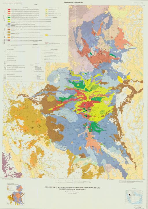 Map of Harrats Khaybar, Ithnayn, and Kura, Saudi Arabia, Geol Map of