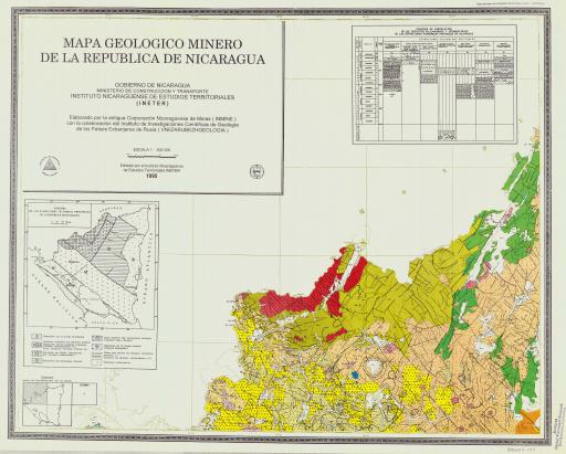 Map of Mapa Geologico Minero de La Republica de Nicaragua